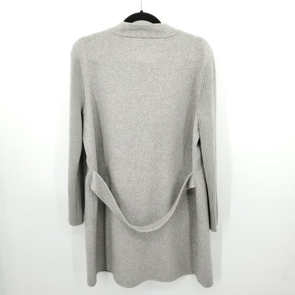 Kenneth Cole Wool-Blend Peacoat/Car Coat With Rib Knit Sleeves L Gray - Picture 3 of 15